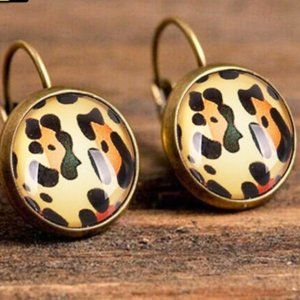 ANIMAL LEOPARD/CHEETAH PRINT DROP STYLE EARRINGS